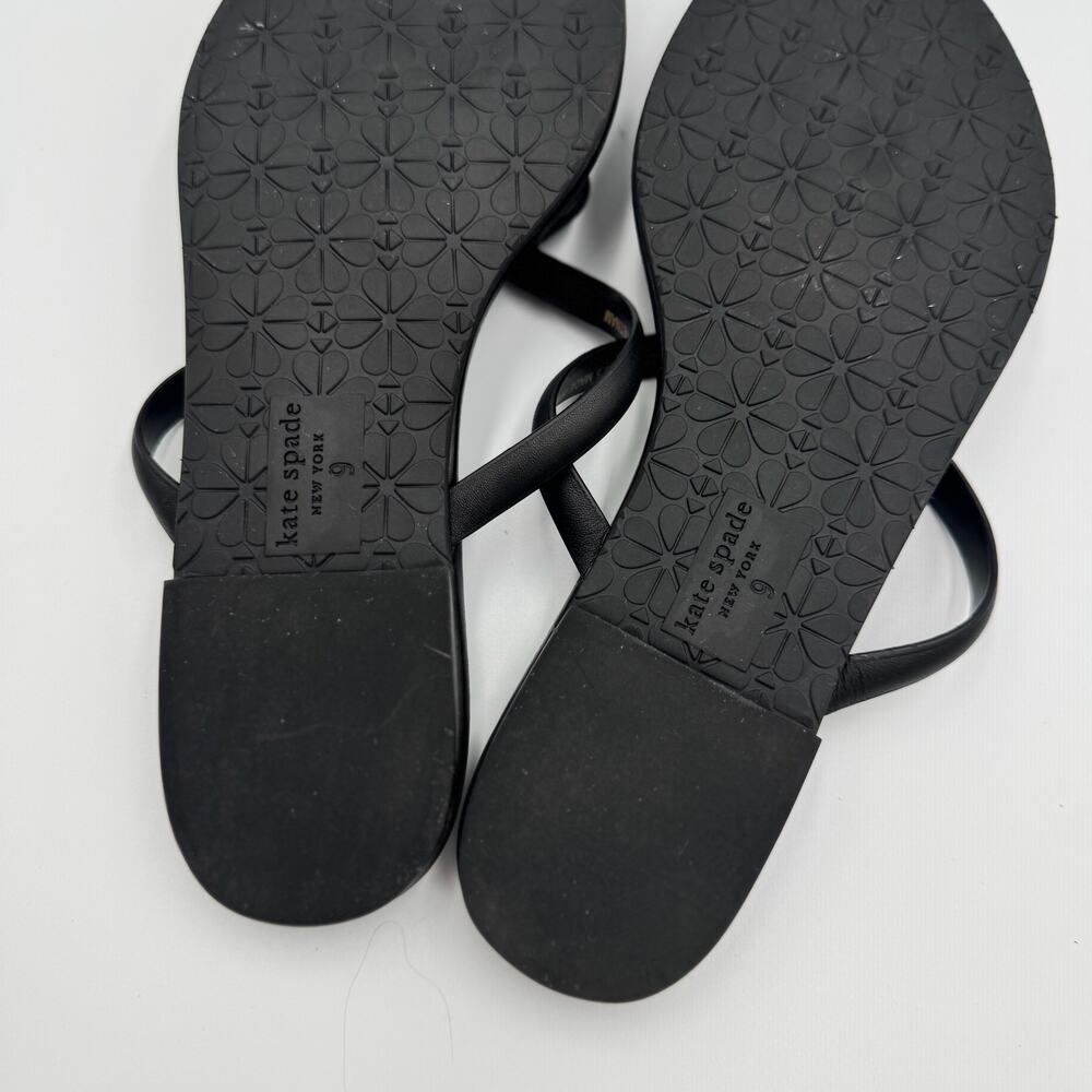 Kate Spade Pamela Black Napa Leather Heart Thong Sandal Flat Slide 9 39.5 Resort - Picture 9 of 13